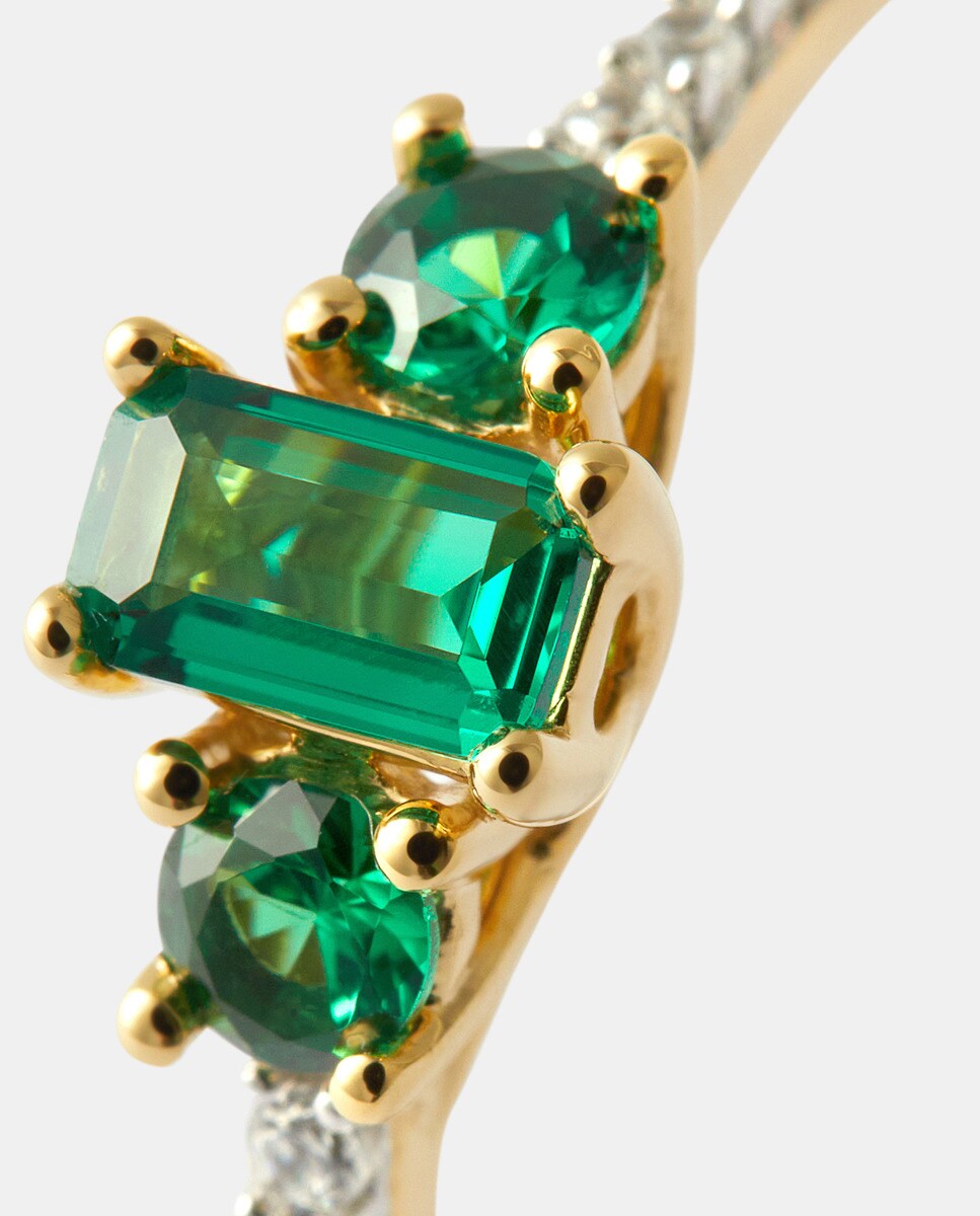 Anillo de oro con diamante y esmeralda 18KT