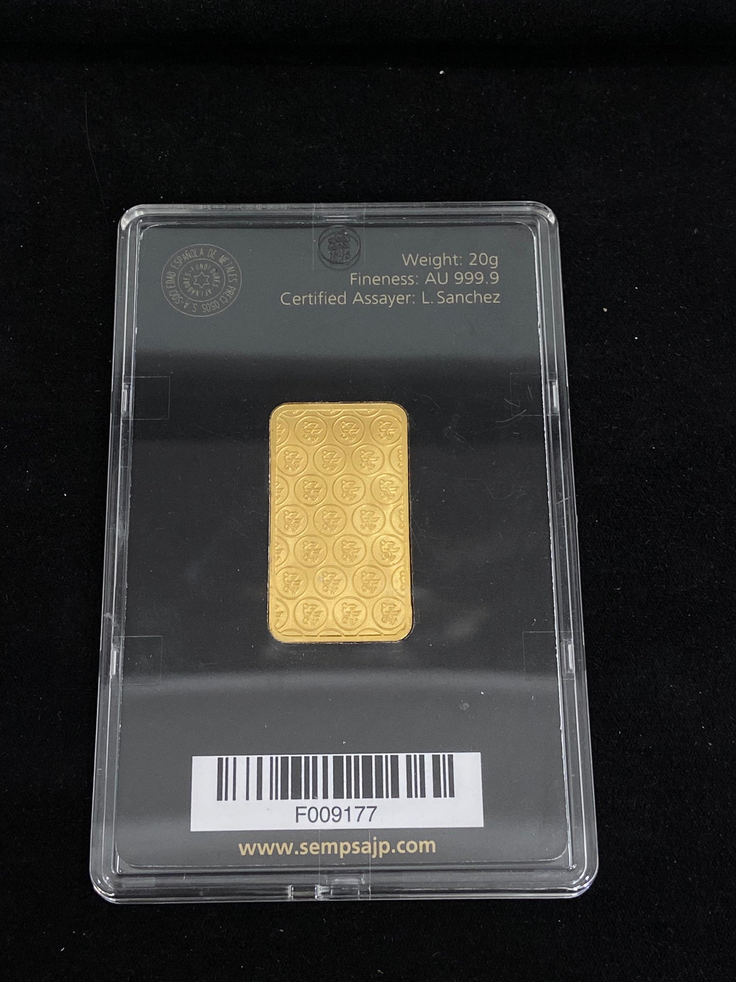 Lingote de oro 24 Kilates 20 gramos